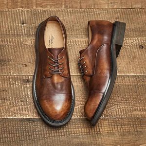 Kleidschuhe Vintage Herren Echtes Leder Casual Business Mode Luxus Handgemacht Bequem Täglich Schwarz Büroschuhe Mann