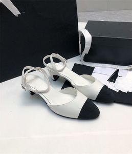 Высококачественные дизайнерские туфли обувь кожа Chanells Slingbacks C Сандалии высокие каблуки