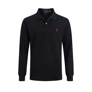 Polo de luxo de luxo de luxo de mangas compridas de mangas compridas masculinas casuais de mangas compridas de mangas compridas camisa de pólo de algodão puro de estilo casual primavera e outono casal de casal