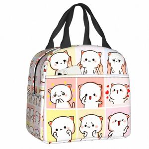 carto Mochi Cat Peach e Goma Meme Lunch Bag Mulheres Thermal Cooler Lancheira isolada para trabalho Office Travel Picnic Food Bags u5Eo #
