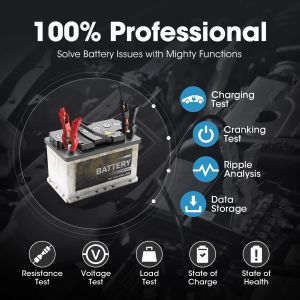 Topdon BT200 Bärbar batteritestare Laddning av vevtestverktyg för CAR 12V Automotive Diagnostic Battery Monitor 100-2000CCA