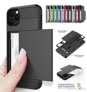 TPUPC Carteira Case Slide Cards para iPhone 12 11 PRO XS XR MAX 7 8 Plus Armadura Capa traseira à prova de choque para Samsung1108995