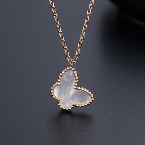 Hot Van Butterfly Necklace Womens High end Blue Agate Collar Chain Unique Design Light Luxury Neckchain