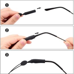 1/5pcd Black Anti-slip Eyewear Reteiner Sports Occhiali da sole Sfini Bambini UNISEX SICUREZZA DI SICUREZZA SICUREZZA DELLA TETTO LAGGO TOPANDO TODA