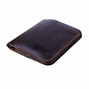 Maßgeschneiderte Männer Kleine Leder-Geldbörse Vintage-Stil Billfold Maßgeschneiderte kurze Geldbörse für Männer Crazy Horse Leder-Geldbörse Minimalist M0Qn #