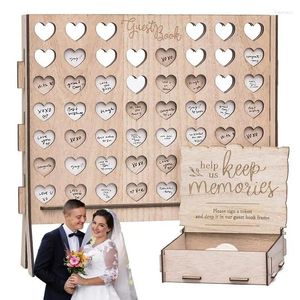 Party Supplies Wedding Guest Book Ideas Romantic Wooden Heart Sign In Books Guestbook Unique