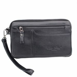 men Clutch Wallet Bag Lg Purse Genuine Leather Cigarette Case Card Holder Pocket Real Cowhide Male Mey Handy Wrist Bags C61e#
