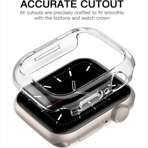 PC-stötsäker ultratunn anti-skrapram kompatibel med Apple Watch Series 38/42/40/44/41/45/49mm, kvinnliga män Watchband Access