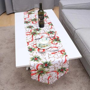 テーブルクロスクリスマスプリントテーブルクロスコットンとリネンの装飾ランナーはクリスマスパーティーホリデー冬の家の装飾に長い