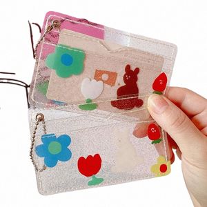 2bits Cute Bear Rabbit Transparent Waterproof PVC Women Card Case Busin Card Holder Girls Credit Card Bag ID Mini Wallet V3iB#