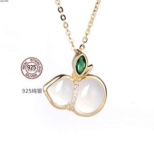 Music Decoration High Ice Jade Gourd Necklace Female Autumn and Winter Fortune Sterling Silver Pendant Clavicle Chain China-chic Style {category}