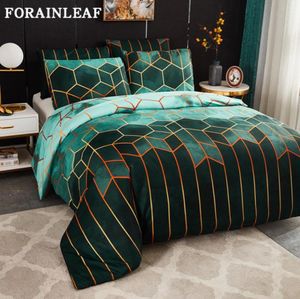 Nordic Geometryczne Plaid Gilt Duvet Cover Zestaw 240x220 King Size Zestawy pościel