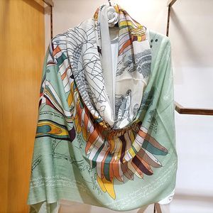 Naizaiga 100 cashmere Medieval Pegasus print Women thin long orange green black ring cashmere Shawl MSK70 240320