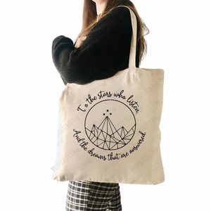 Acotar Velaris Pattern Tote Bag Двухсторонняя печать Холст Tote Сумка Сумка для школы Универсальный магазин Сумка n7IT #