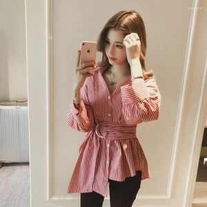 Women's Blouses Autumn Loose Striped Shirt Korean Style Versatile Coat Trendy Long Sleeve Early