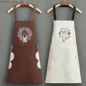Aprons Apron WomenS Kitchen Waterproof And Oil-Proof Household Can Wipe Hands Cute Fashion New Cooking Work Kitchen Accessories Y240401