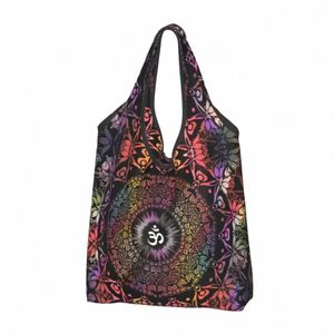 Süße Mandala Om Buddhismus Aum Shop Einkaufstasche tragbare Zen Yoga Meditati Lebensmittelgeschäft Schulter Shopper d5Ww #