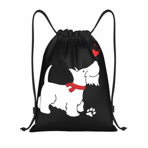 Anpassad skotsk terrier kärlek dragskon ryggsäck väskor män kvinnor lätt scottie hund gym sportsäck säckar för yoga 90bq#