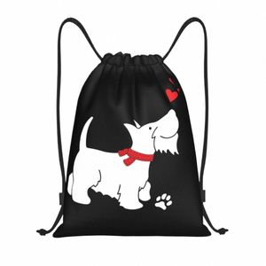 Personalizado Scottish Terrier Amor Cordão Mochila Sacos Homens Mulheres Leve Scottie Dog Gym Sports Sackpack Sacks para Yoga 90BQ #