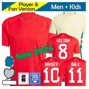 Maglia da calcio Galles 2024 WILSON RAMSEY BALE Euro Cup Nuova squadra nazionale 2025 24 25 Maglia da calcio da uomo Kit completo per bambini Home Red Away Uniforme da uomo BROOKSnazionale