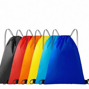 waterproof Drawstring Storage Bags Polyester Portable Foldable Reusable Backpack Travel Sundries Organizer Pocket Wholesale U9WJ#