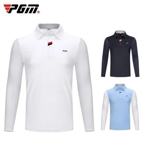 Shirts PGM Männer Golf Shirts Langarm Atmungsaktive T-shirts Polo Kragen Golf Kleidung Männer Casual Freizeit Tischtennis Hemd MXXL YF414