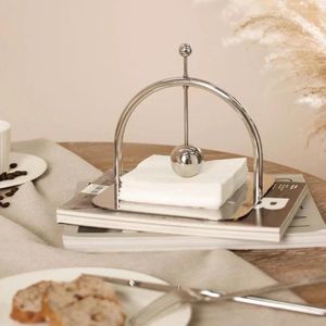 Dinnerware Sets Modern Minimalist Metal Fixed-point Tissue Holder Paper Pressing Creative Decoration Desktop Dining Table El Home