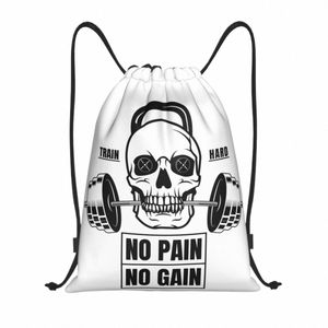 no Pain No Gain Drawstring Backpack Women Men Gym Sport Sackpack Foldable Bodybuilding Fitn Gym Training Bag Sack 78ZG#