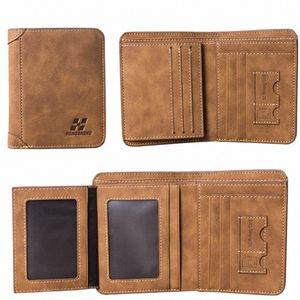 Herrplånbok läder Billfold Slim Hipster Cowhide Kreditkort/ID -innehavare Insatser Coin Purses Luxury Busin Foldbar plånbok D3MB#