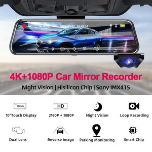 ACCEO Car DVR 4K WIFI Dash Cam 10 Inch Touch Room Mirror DVR Video Recorder Registrator Support 1080P Black Box RearView Camera