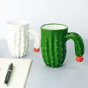 Mugs 3D Cactus Style With Special Handle Porcelain Ceramic Drinkware Water Container Cups Craetive Tea Milk Coffee Mug