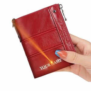 Ücretsiz gravür deri kadın cüzdan küçük kısa orijinal deri cüzdan dişi hasp para çantası lüks mini kızlar bayan perse kırmızı d4gy#