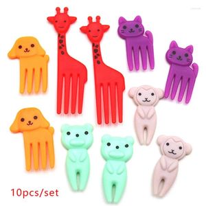 Forks Mini Animal Cicks Bento Box Decor wielokrotne użycie kreskówek Dzieci Przekąsek ciasto deser lunch dla dzieci urocze owocowe widelec