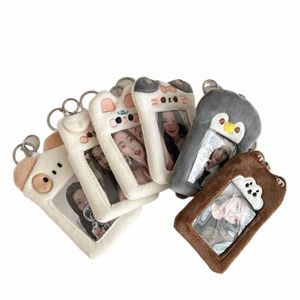 new Bear Dog Cat Rabbit Plush Photo Card Holder Idol Photo Protective Case Girl Cute Keychain ID Credit Protector Statiery W5kM#