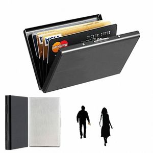 Porta carte di credito da uomo 1pc Blocco RFID Portafoglio sottile in metallo di alluminio Borsa Mey Porta carte di credito anti-scan Custodia sottile Portafoglio maschile piccolo m9gN #