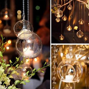 Candle Holders 8Pcs 10/12cm Glass Holder Hanging Tealight 6/8/10/12cm Globes Terrarium Wedding Candlestick Vase Home Bar Decor