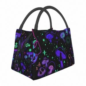 custom Psychedelic Magic Mushrooms Symbols Boho Lunch Bag Men Women Cooler Warm Insulated Lunch Boxes Picnic Cam Work Travel P1NH#