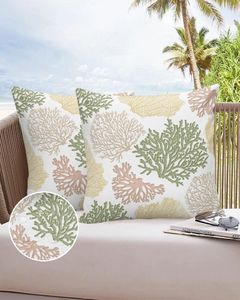 Pillow Case Yellow Green Marine Coral Waterproof Pillowcase Home Sofa Office Throw Car Cushion Cover Decor