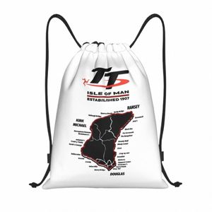 Niestandardowa wyspa Man TT torby na sznurku Kobiety mężczyźni lekkie wyścigowe sportowe magazynowanie plecak e0gh#