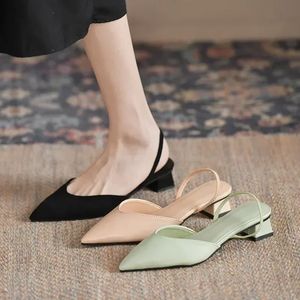 Fashion Summer Women Pumps Buckle Beige Single Shoes Square Heels Comfortable Dress Party Shoes 240322