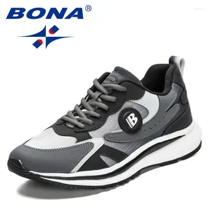 Повседневная обувь BONA 2024. Дизайнерские кроссовки. Мужские легкие классические кожаные кроссовки для бега. Мужская спортивная обувь.