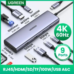 UGreen USB C Hub 4K 60 Hz Typ C an HDMI 2.0 RJ45 PD 100W -Adapter für MacBook Air Pro iPad Pro m2 M1 PC -Zubehör USB 3.0 Hub