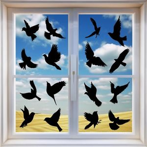 Adesivi per finestre Adesivo elettrostatico colibrì Nero Decorazione ad adsorbimento senza colla Avvertimento Uccello Vetro PVC