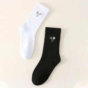 2 Paare Herren Mid Tube Socken Frühling Autumn Street Sport Hip-Hop-Persönlichkeit hochwertig modische runde Halssocken für Frauen