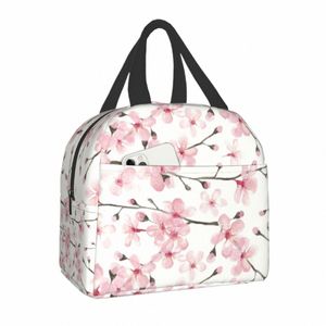 女性のための日本の桜の花の断熱ランチバッグ花柄のfr resuable coolar thermal food lunch box work School travel y0mo＃