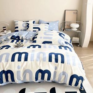 Bedding Sets Ins-Black And White Letters Cotton Quilt Cover Set Skin Friendly Ins Style Bed 200x230cm