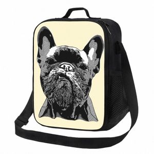 Bonito Bulldog Francês Geométrica Portátil Lancheiras Mulheres Pet Dog Cooler Thermal Food Isolado Lunch Bag Crianças Escolares h0z3 #