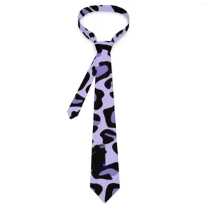 Bow Ties Purple Spotted Leopard Tie Animal Print Kawaii Funny Neck For Unisex Adult Daily Wear Collar Design Necktie Accessories