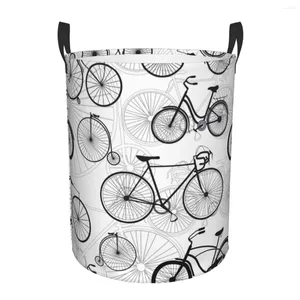 Laundry Bags Folding Basket Bicycle Pattern Round Storage Bin Large Hamper Collapsible Clothes Toy Bucket Organizer