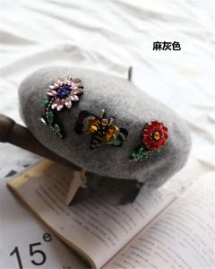 202212-shi ins chic dropshipper vinter ull filt strassfjäril honungsbi blomma lady basker hatt kvinnor fritid målare hatt